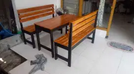 Meja kursi sandaran warkop murah full kayu