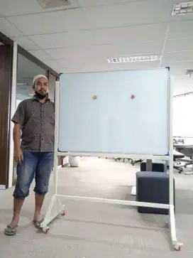 Papan tulis Glassboard magnet standing ukuran 90x120