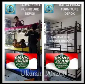 Ranjang Besi Susun 3 Tingkat 90x200 spesial 2.200.000 free ongkir, COD