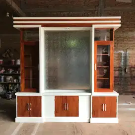 Sketsel partisi bufet sekat ruangan minimalis full kayu