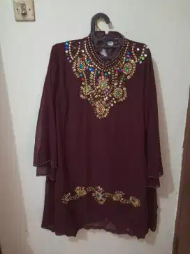 Baju+celana merah warna Marun dengan manik2 untuk lebaran ukuran XL
