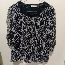 Black Top / Atasan Blouse Wanita Lengan 7/8