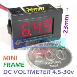 Mini Frame - DC Voltmeter 0.36 Digital 4.5-30v 2 Kabel + Bingkai Volt