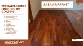 Lantai kayu jati finishing uv coating / parket jati solid uv coating