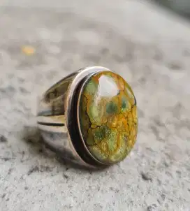 Natural Pirus Hubei Ring Perak Lis Emas Swasa
