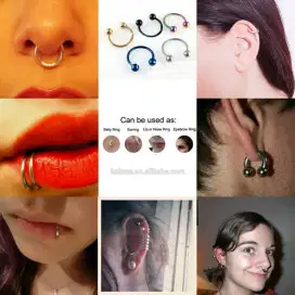 Anting Jepit Fake Piercing Tindik TITANIUM Persing Hidung Kuping Bibir