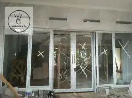 Kusen alumunium, pintu kaca, jendela, kanopi kaca, casement