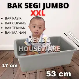 Litter Box Pasir Kucing Baskom Bak Segi Jumbo Hidroponik XXL