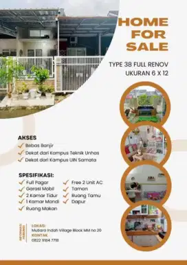 Rumah strategis dekat kampus uin samata, kampus sttp gowa,bebas banjir