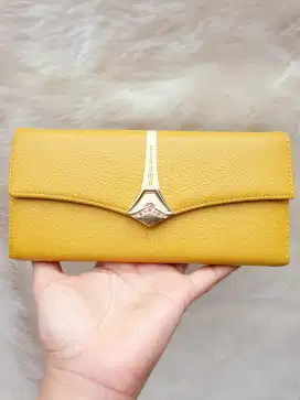 Dompet Import Eks Biaoma Lipat Panjang Kulit Asli Kuning