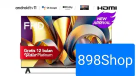 TCL LED TV 40 Smart TV Android 11 Frameles FHD Dolby Digital TV Resmi