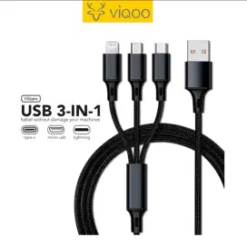 Kabel Data Viqoo 3in1 Micro+TypeC+Lighting