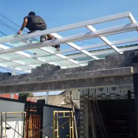 Kanopi kaca, kanopy atap kaca rangka hollo galpanis