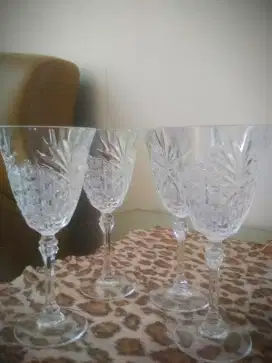 Gelas kaca kristal 4 gelas Vintage