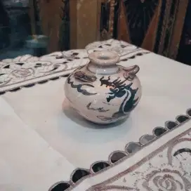 GUCI MINI KERAMIK VINTAGE MOTIF NAGA LAMBANG KEMAKMURAN
