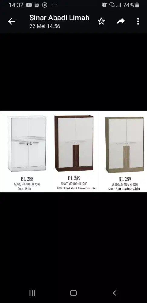 Lemari pakaian 2 pintu kecil uk 80 x120