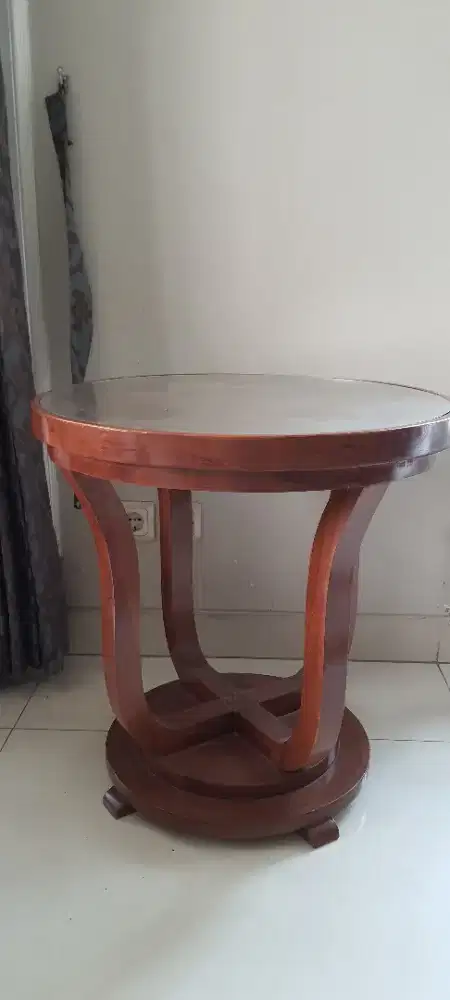 Jual meja sudut kecil kayu jati