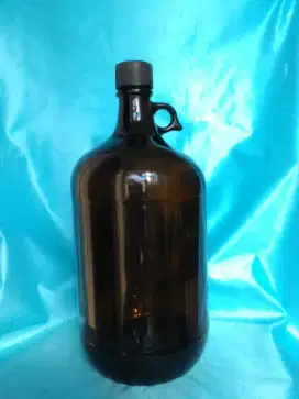 Botol kaca 4 liter amber kuping + tutup