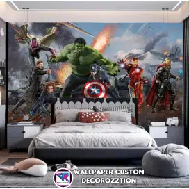 Wallpaper Dinding Avengers 3D / Wallpaper Dinding Custom Motif Anak