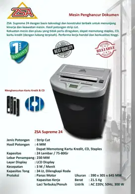 Mesin Penghancur Kertas Paper Shredder ZSA Supreme 17 &amp; 24