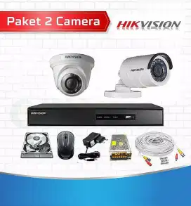 Paket lengkap 2 camera cctv Hikvision 2 Mp Gratis pasang.