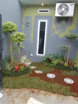 Tukang taman minimalis plus batu pijakan