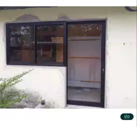 Kusen aluminium pintu jendela kaca geser lipat bukaan