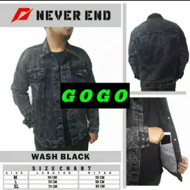 Jaket jeans never end size m l xl