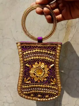 Tas jinjing ungu, ornamen mote..