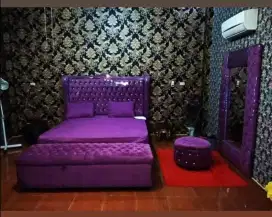 Dipan set kamar plus  kaca sofa dan stool