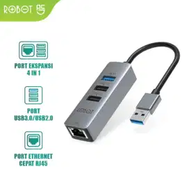 Robot HUB USB A 3 Port Ethernet Adapter USB3.0 to RJ45 LAN Internet