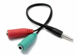 Kabel Spliter Audio Mic jack Aux 3.5mm Splitter 1 Male To 2 Female