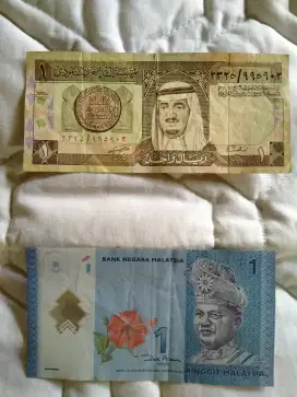 uang kertas On Riyal + Ringgit