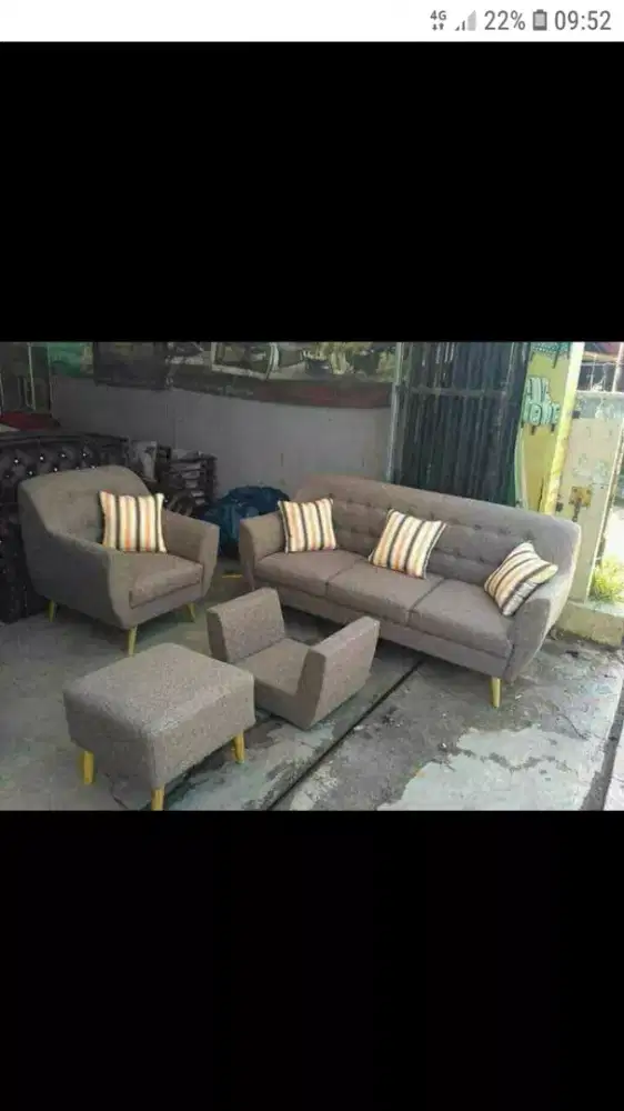Sofa Retro 3.1 puff + meja