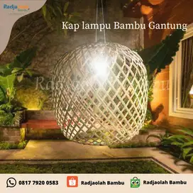 Kap Lampu Bambu Model Melon - Kap Lampu Gantung