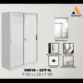 Lemari besi pakaian uk 120 warna putih