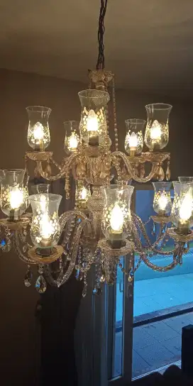 Lampu gantung kristal 2 susun