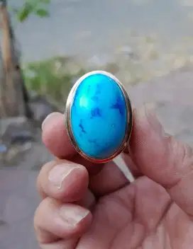 Cincin batu pirus hubei ring perak tebal bukan persi mesir dan persia