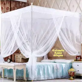 Kelambu Kasur Elegan Mewah Serasa Di Istana Lengkap dgn Tiang Besinya.