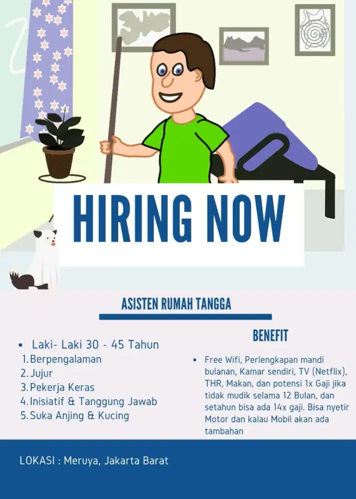 DIBUTUHKAN SEGERA ART LAKI2 NIAT KERJA