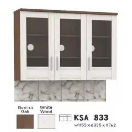 Kitchen set atas 3 pintu modern minimalis 120 cm spr kombinasi kaca