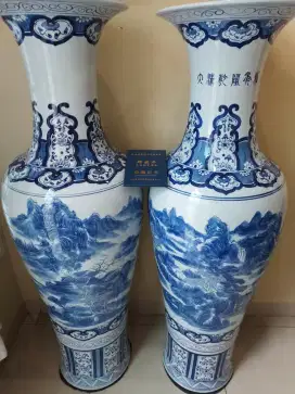Guci keramik cina kanzai lukis (Tebal) T.150cm. Hgr.1set. (sertifikat)
