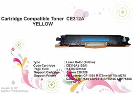 Compatible Cartridge HP CE312A 126A Yellow, HP CP1025 CP1025nw M175nw