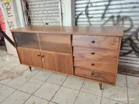 Bufet Credenza Tv Jengki Original Vintage Antik Jati Tua Solid Unik