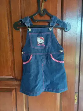 Dijual overall jeans anak merk hello kitty original store