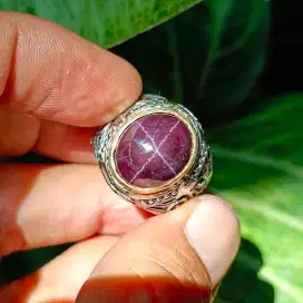 Cincin Batu Permata Natural STAR GARNET Asli