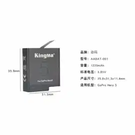 Baterai gopro hero 5 6 7 8 action cam charger kingma original ori