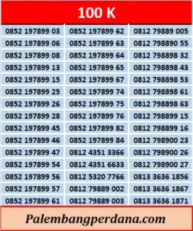 NOMOR CANTIK PALEMBANG PERDANA HARGA 100-250