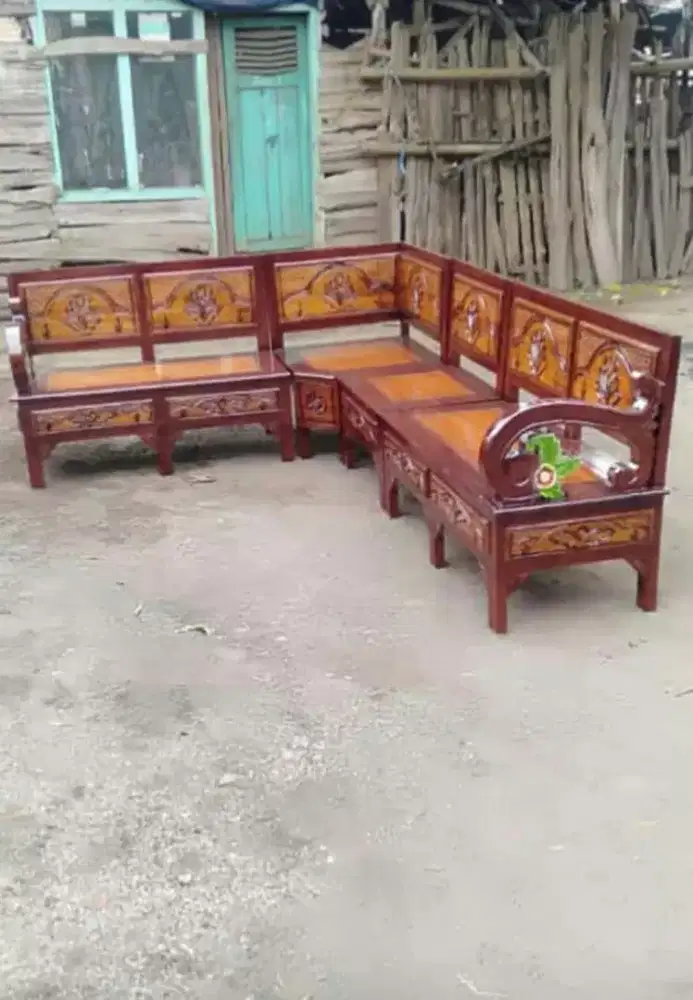 Kursi Jati Sudut Motif Marmer