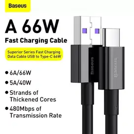 Baseus Superior Cable Charger USB To Type C Kabel Fast 66W Oppo Vivo